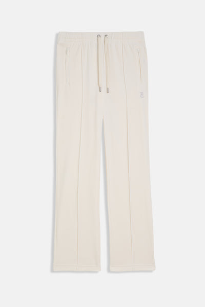 CREAM VELOUR OUTLINE DIAMANTÉ TRACKSUIT BOTTOM