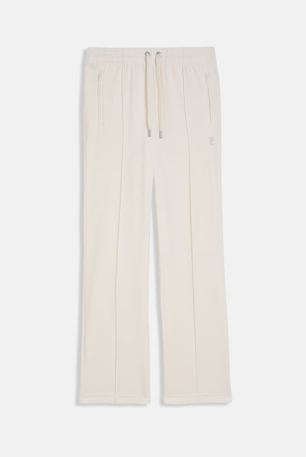 CREAM VELOUR OUTLINE DIAMANTÉ TRACKSUIT BOTTOM