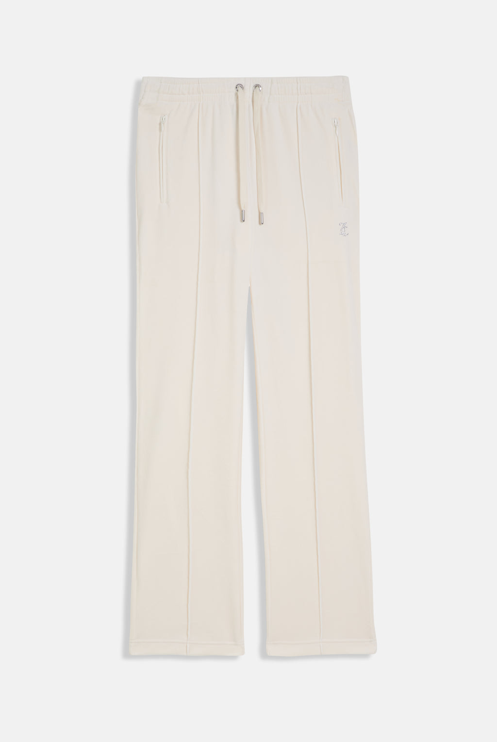 CREAM VELOUR OUTLINE DIAMANTÉ TRACKSUIT BOTTOM