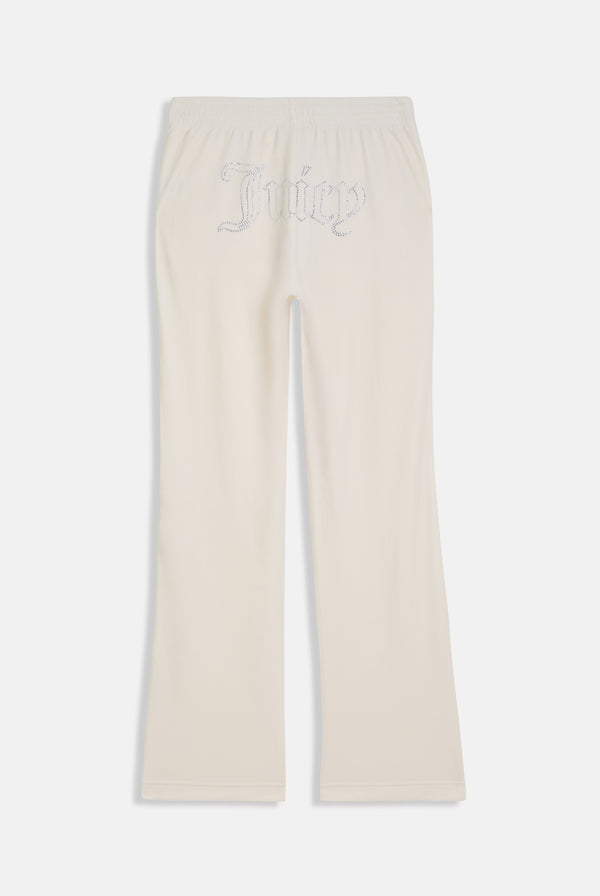 CREAM VELOUR OUTLINE DIAMANTÉ TRACKSUIT BOTTOM