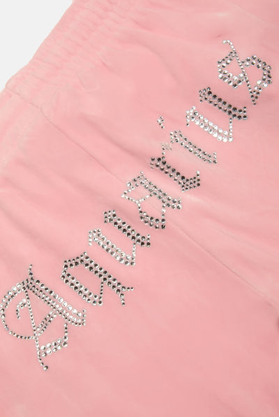 AQUARIUS' CANDY PINK VELOUR DIAMANTÉ TRACKSUIT BOTTOM