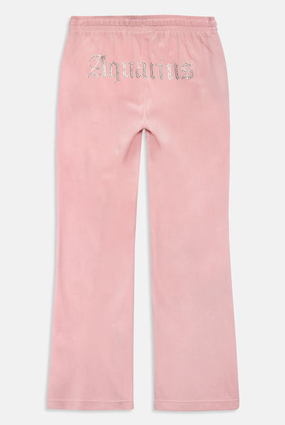 AQUARIUS' CANDY PINK VELOUR DIAMANTÉ TRACKSUIT BOTTOM