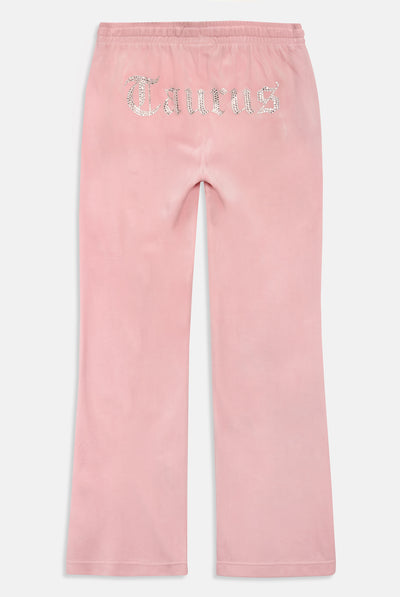 TAURUS' CANDY PINK VELOUR DIAMANTÉ TRACKSUIT BOTTOM