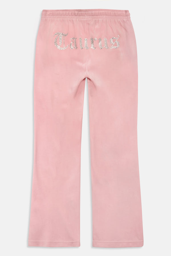 TAURUS' CANDY PINK VELOUR DIAMANTÉ TRACKSUIT BOTTOM