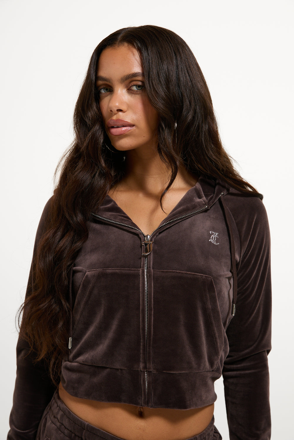 Java Diamanté Velour Zip-Through Hoodie