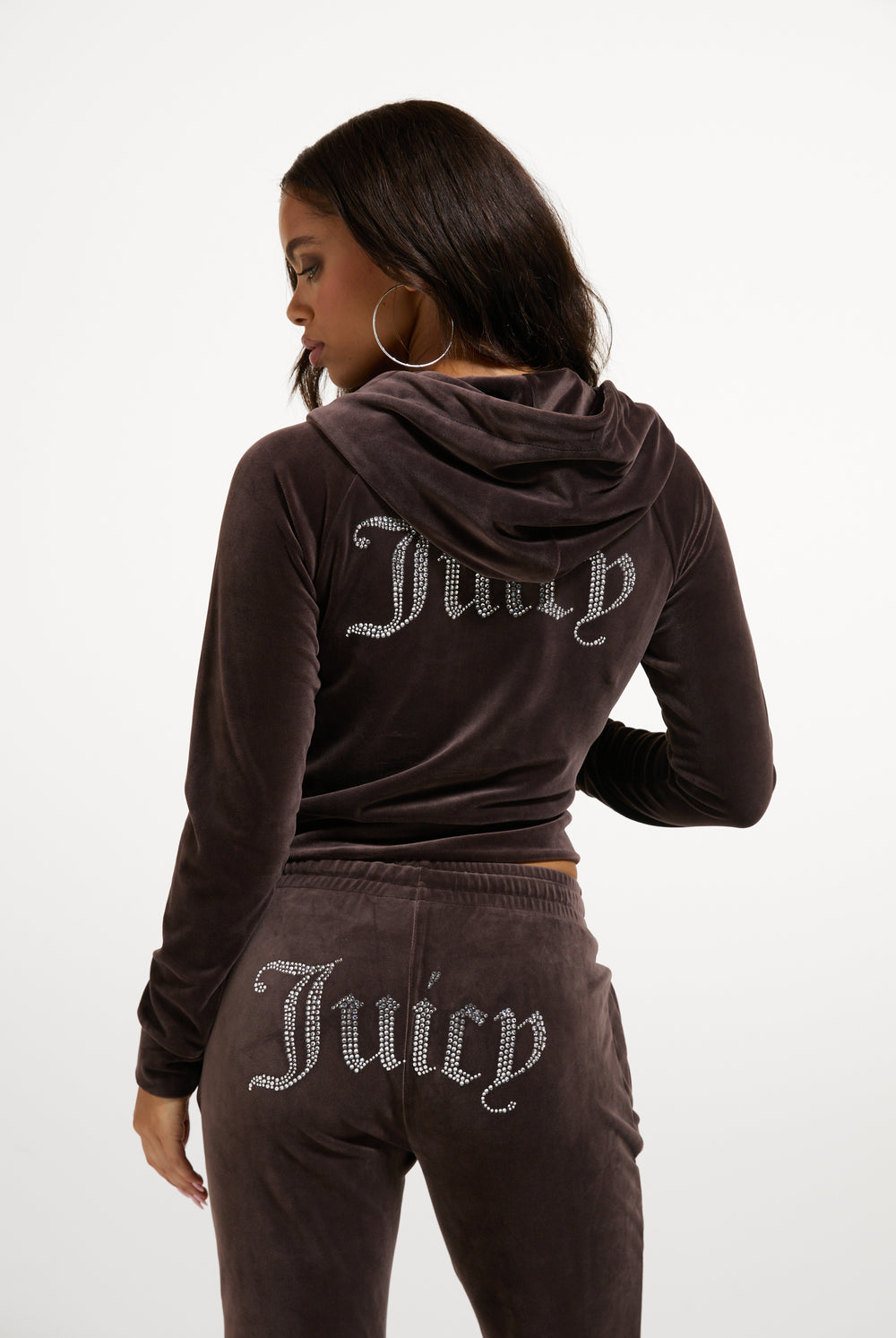 Java Diamanté Velour Zip-Through Hoodie
