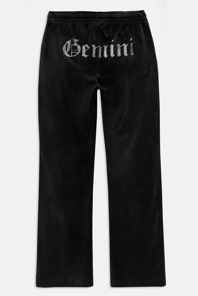 GEMINI' BLACK VELOUR DIAMANTÉ TRACKSUIT BOTTOM