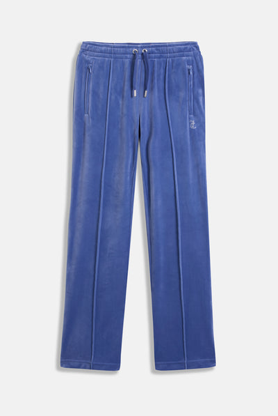 GREY BLUE VELOUR OUTLINE DIAMANTÉ TRACKSUIT BOTTOM
