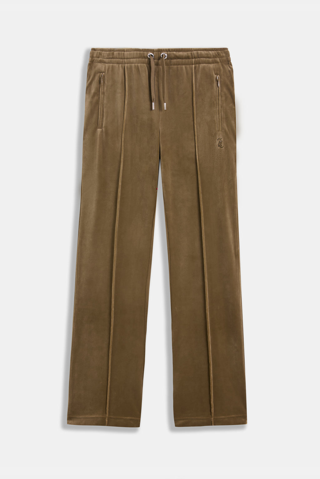 DARK OLIVE VELOUR OUTLINE DIAMANTÉ TRACKSUIT BOTTOM