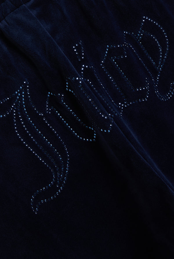 NIGHT SKY VELOUR OUTLINE DIAMANTÉ TRACKSUIT BOTTOM
