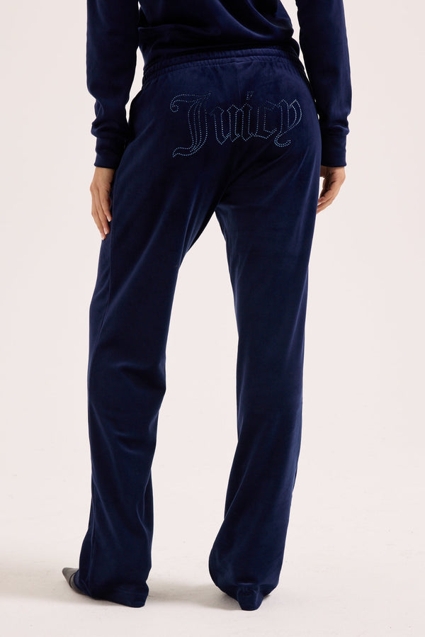 NIGHT SKY VELOUR OUTLINE DIAMANTÉ TRACKSUIT BOTTOM