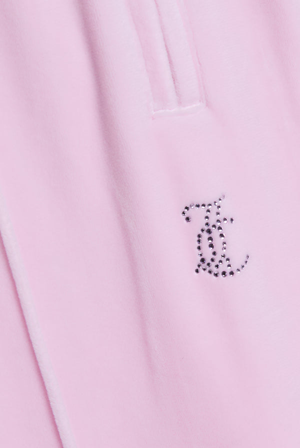 CHERRY BLOSSOM VELOUR OUTLINE DIAMANTÉ TRACKSUIT BOTTOM