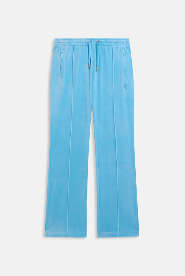 SKY BLUE VELOUR OUTLINE DIAMANTÉ TRACKSUIT BOTTOM