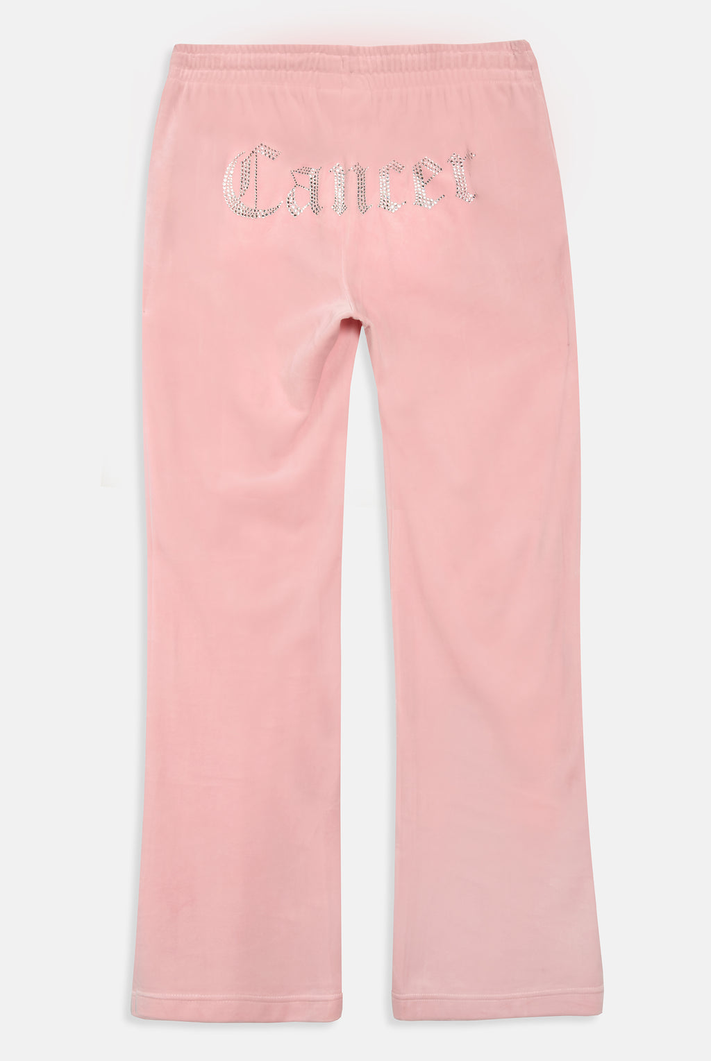 CANCER' CANDY PINK VELOUR DIAMANTÉ TRACKSUIT BOTTOM