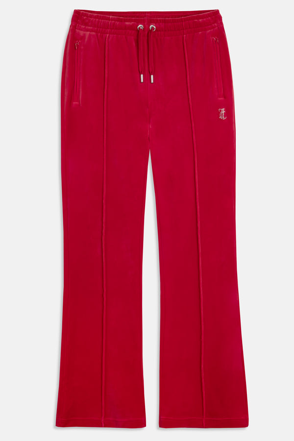 ASTOR RED VELOUR DIAMANTÉ TRACKSUIT BOTTOM