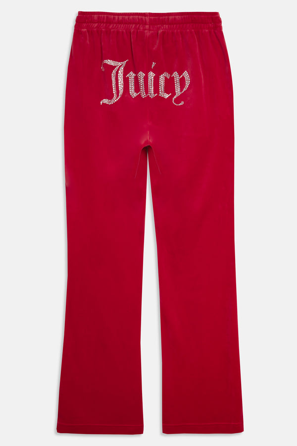 ASTOR RED VELOUR DIAMANTÉ TRACKSUIT BOTTOM