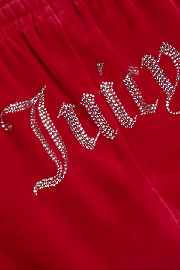 ASTOR RED VELOUR DIAMANTÉ TRACKSUIT BOTTOM
