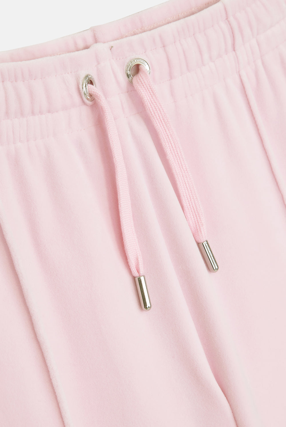 Displays the Almond Blossom 'Juicy' branded velour diamanté tracksuit bottom 