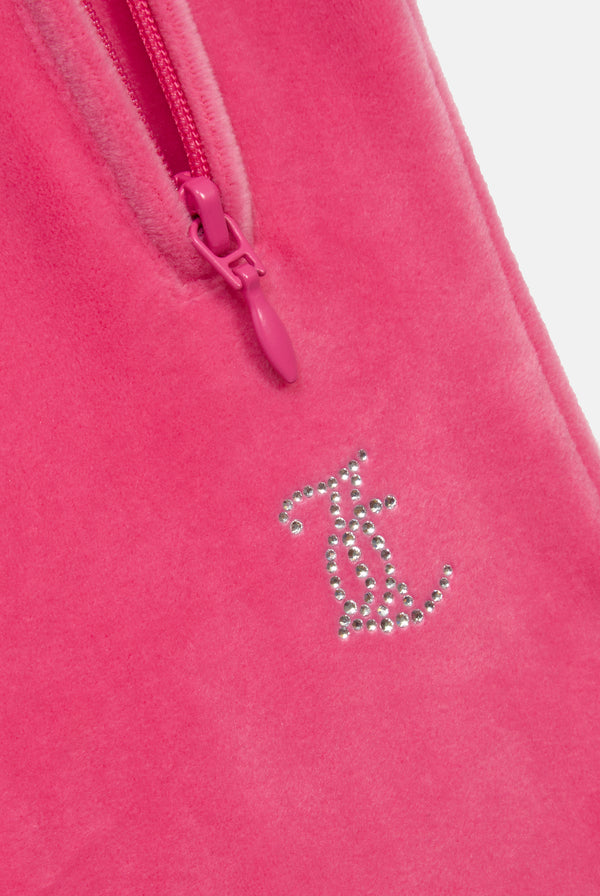 HOT PINK VELOUR DIAMANTÉ TRACKSUIT BOTTOM