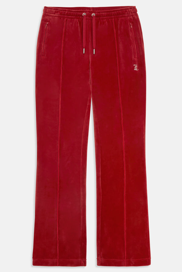 RED DAHLIA VELOUR DIAMANTÉ TRACKSUIT BOTTOM