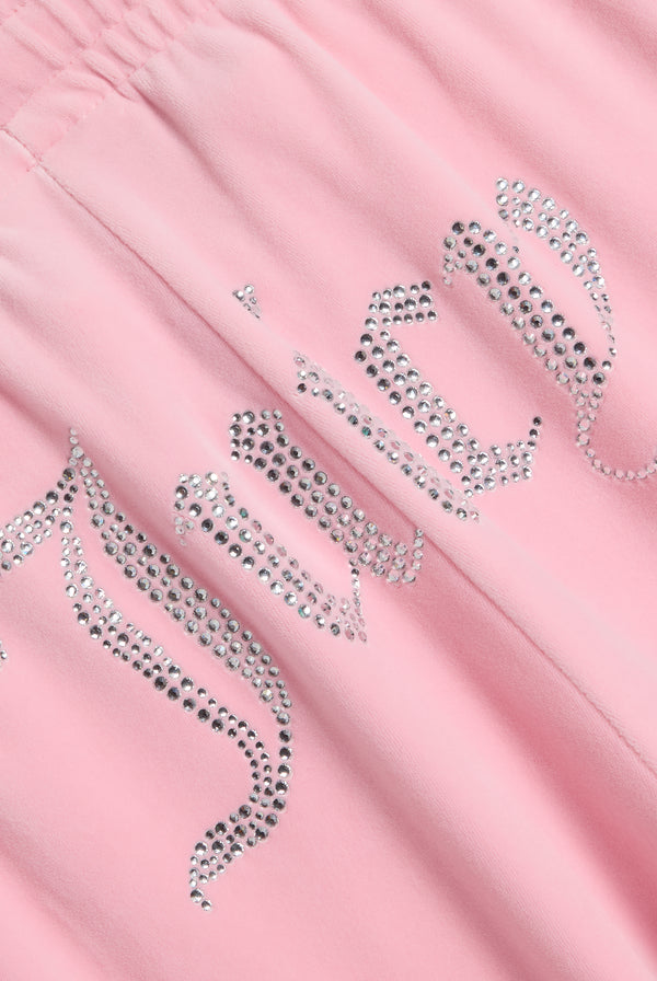 JUICY PINK VELOUR DIAMANTÉ TRACKSUIT BOTTOM