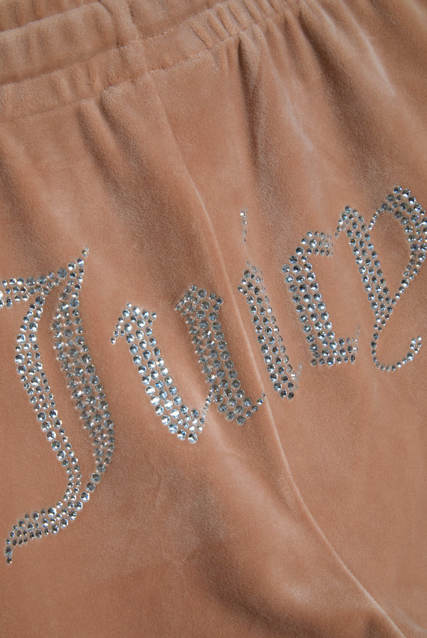 CAFE AU LAIT VELOUR DIAMANTÉ TRACKSUIT BOTTOM