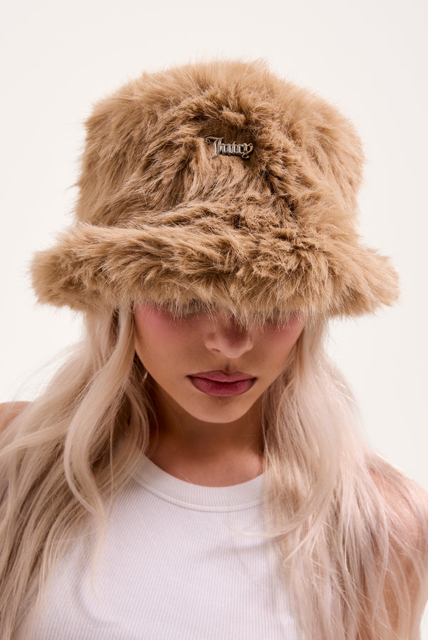 WARM TAUPE FAUX FUR HAT