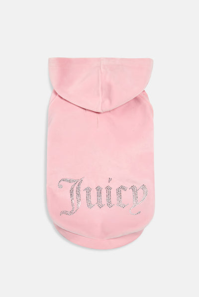 ALMOND BLOSSOM DIAMANTÉ LOGO VELOUR PET HOODIE