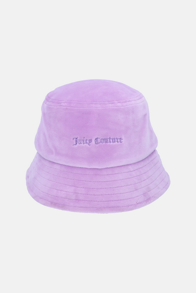 LILAC EMBROIDERED VELOUR BUCKET HAT