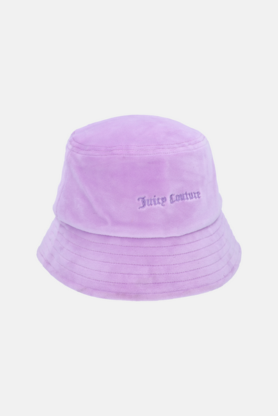 LILAC EMBROIDERED VELOUR BUCKET HAT