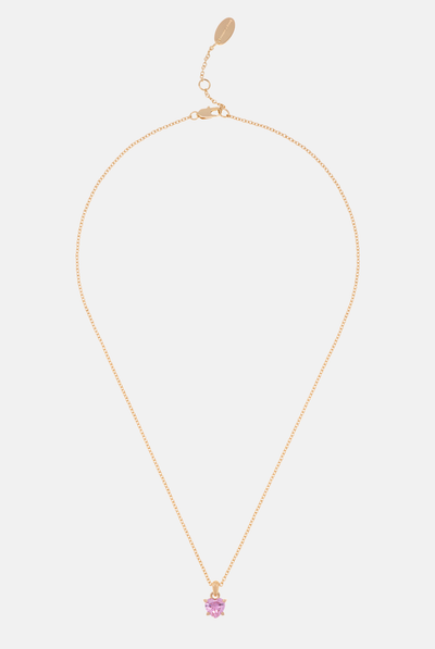 GOLD TONE SOLITAIRE CRYSTAL HEART PENDANT