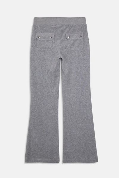 SILVER MARL LOW RISE COTTON VELOUR TRACK PANTS
