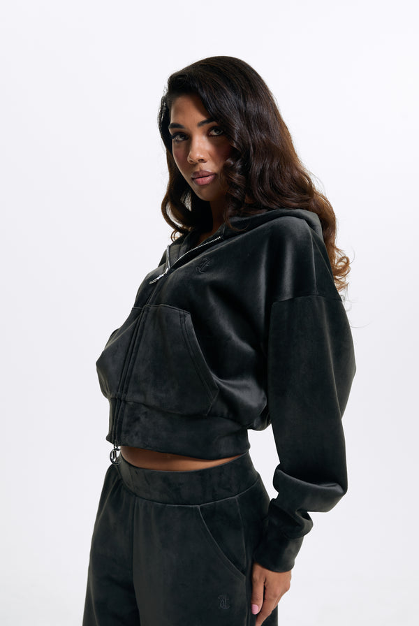 Raven Velour Bonded Hoodie