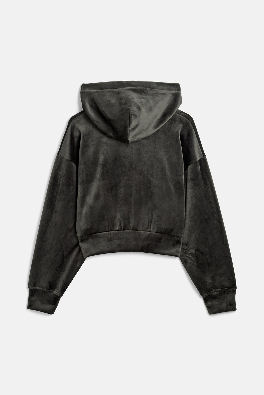 Displays the Raven 'Juicy' branded Velour Bonded Hoodie