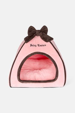 Displays the Juicy Pink 'Juicy' branded Velour Heritage Pet Bed