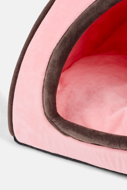 Displays the Juicy Pink 'Juicy' branded Velour Heritage Pet Bed featuring the details