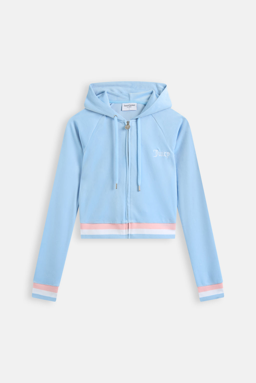 POWDER BLUE RECYCLED CLASSIC  VELOUR CROP HOODIE