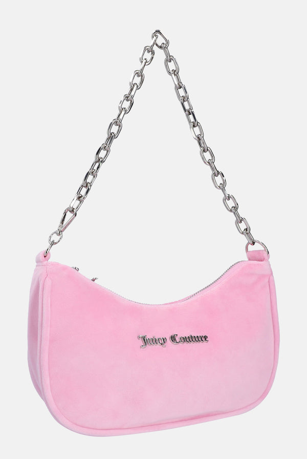 VELOUR SHOULDER BAG WITH CHAIN STRAP