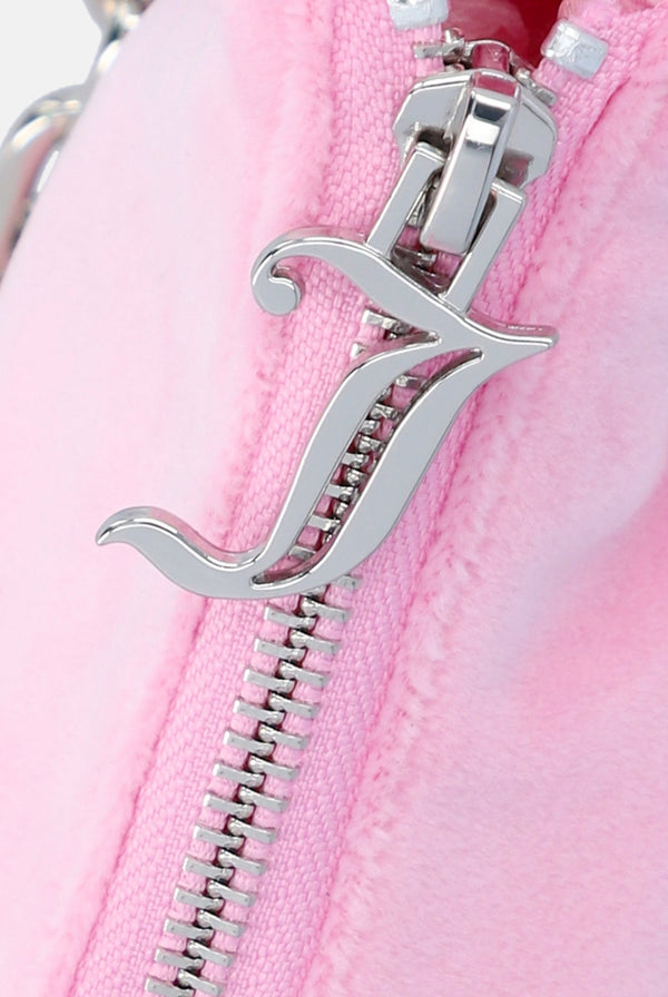 VELOUR SHOULDER BAG WITH CHAIN STRAP