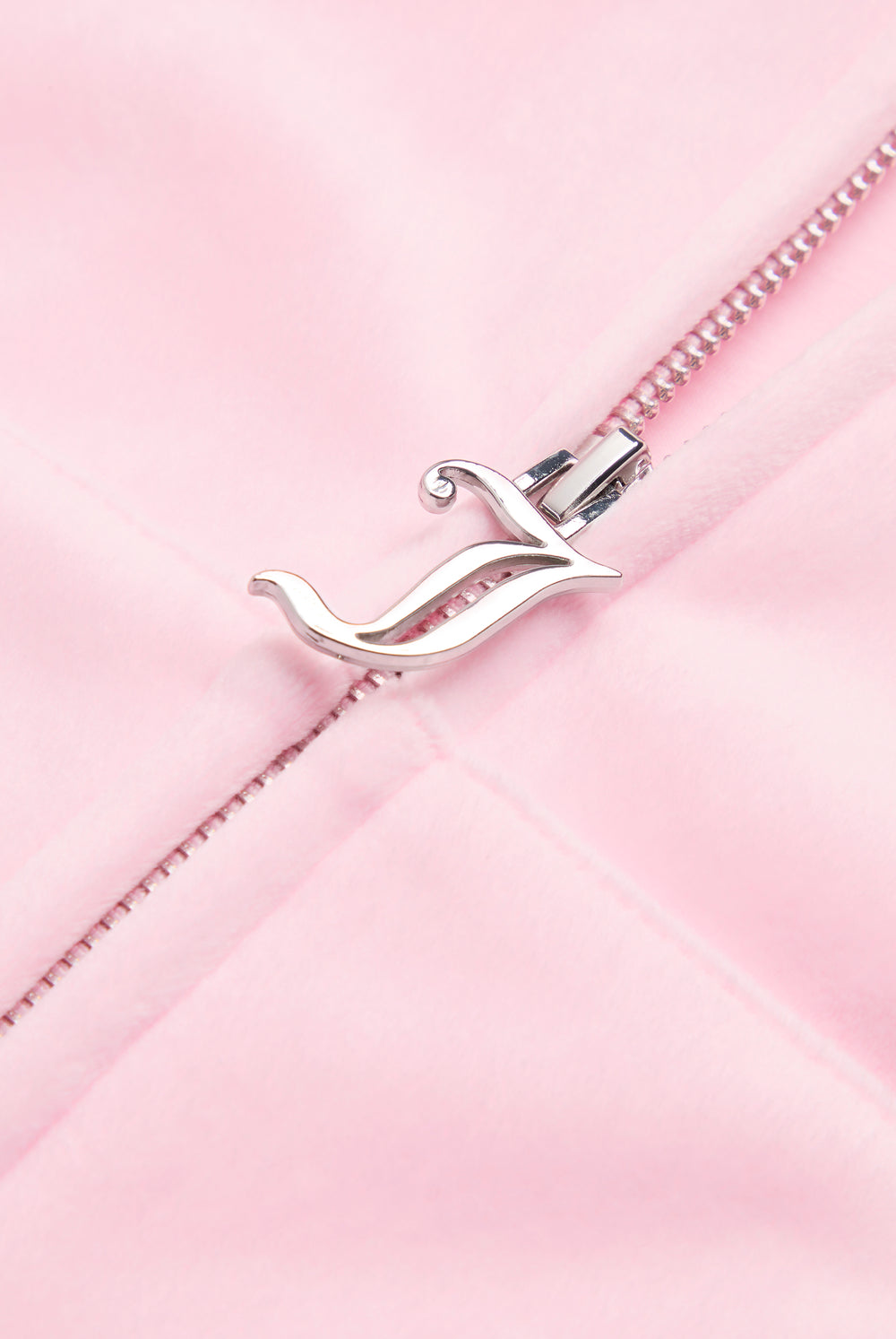 Displays the Cherry Blossom 'Juicy' branded Velour Bonded Hoodie featuring the juicy branding on the zip
