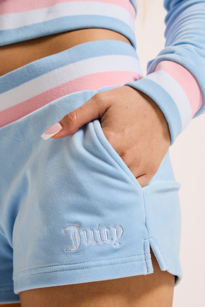 POWDER BLUE RECYCLED CLASSIC VELOUR SHORT