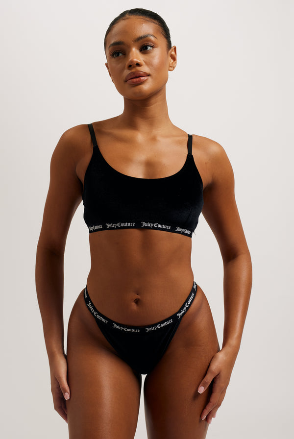 Youmita Underwear NWT Sexy Black Velvet Dream Deep V Triangle Bra