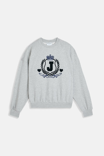 SILVER MARL FLOCKED CREST SWEATSHIRT