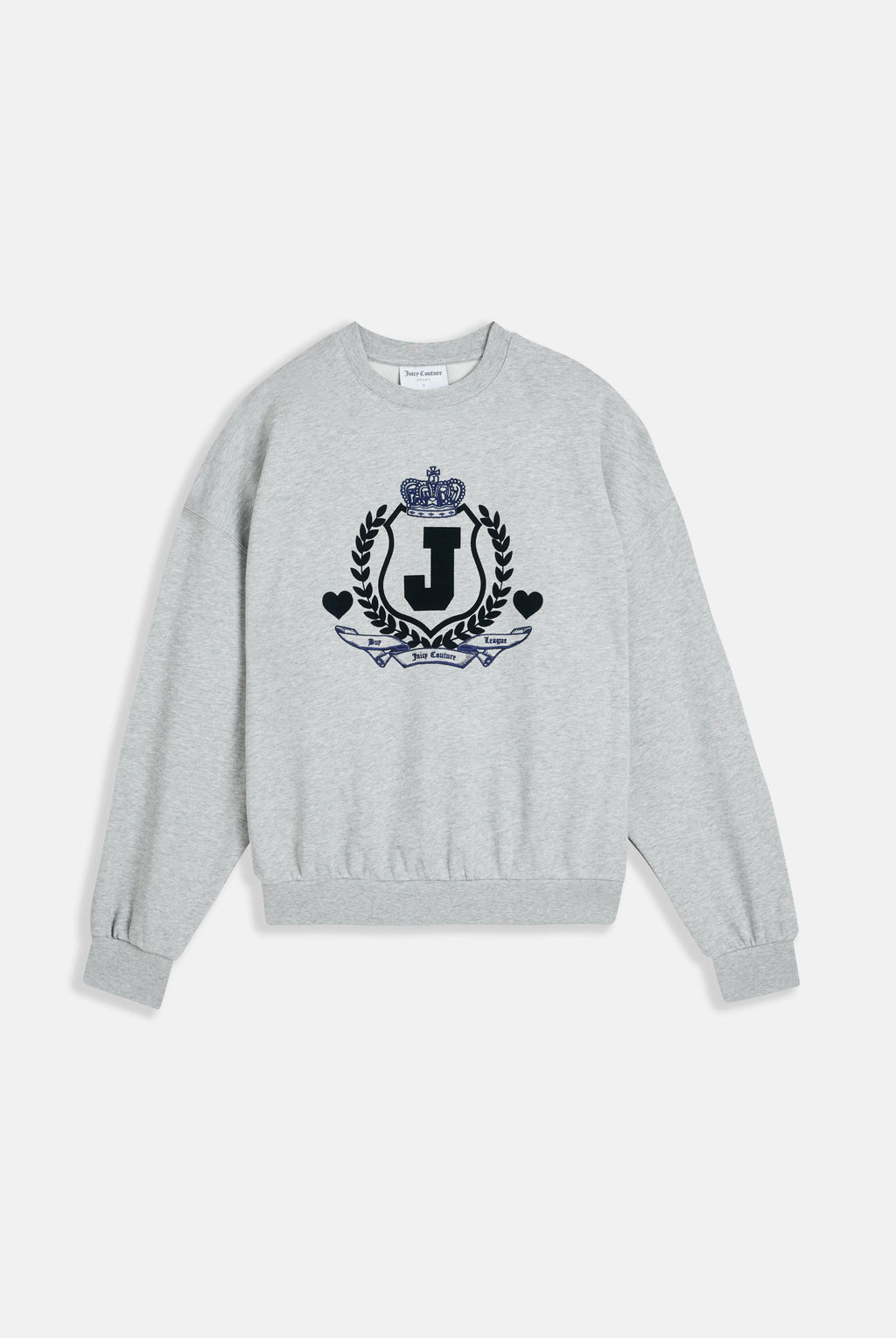 SILVER MARL FLOCKED CREST SWEATSHIRT