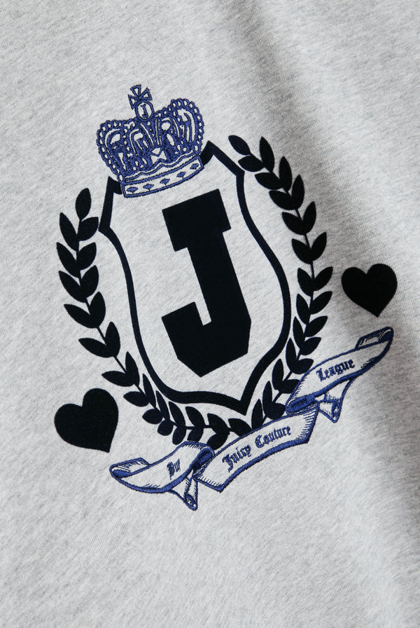 SILVER MARL FLOCKED CREST SWEATSHIRT