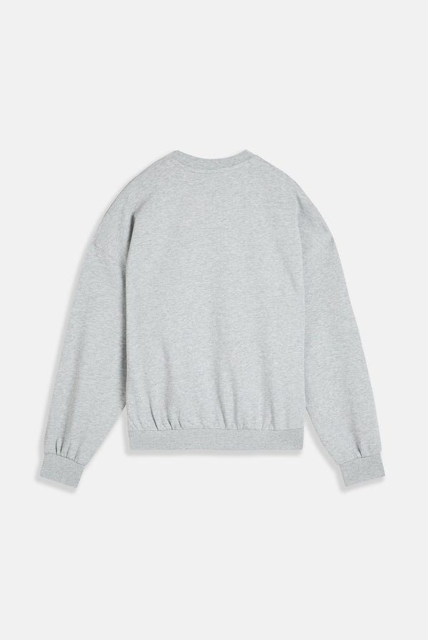 SILVER MARL FLOCKED CREST SWEATSHIRT
