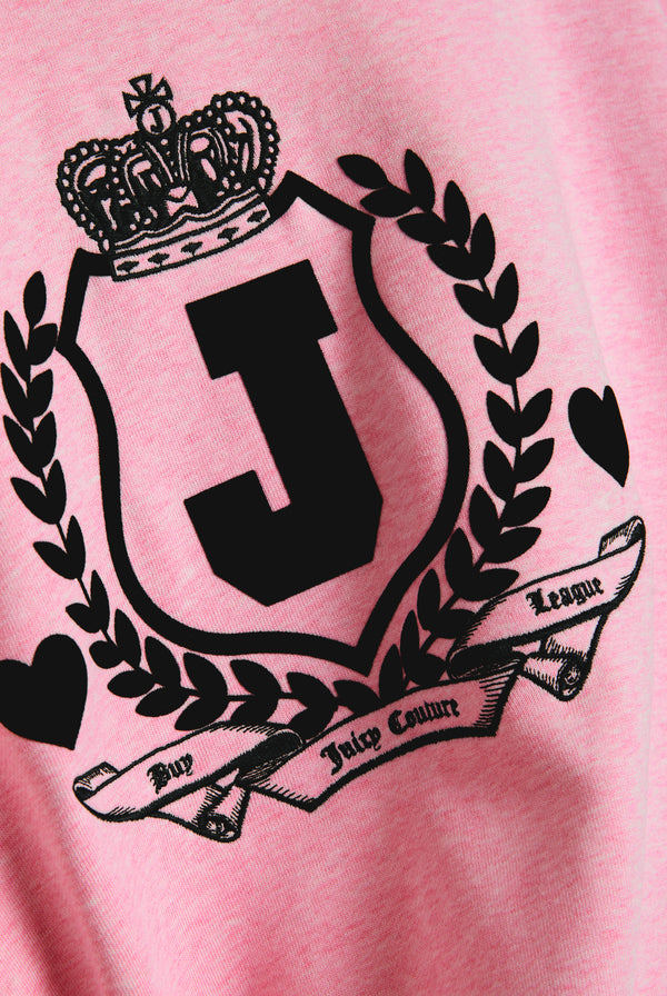 PINK MARL FLOCKED CREST SWEATSHIRT