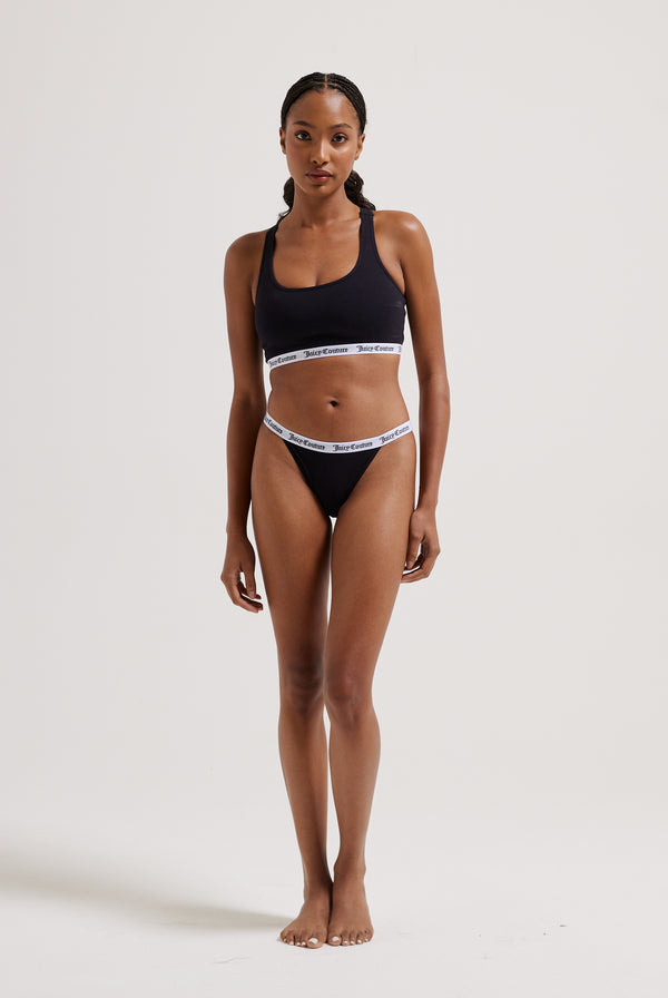 PACK OF 3 BLACK COTTON BRANDED WAISTBAND BRIEFS