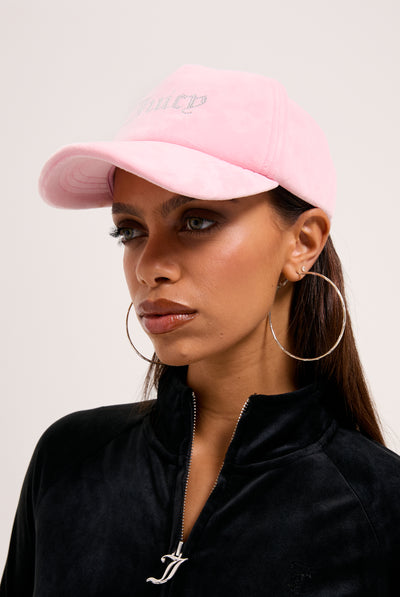 JUICY PINK DIAMANTÉ VELOUR BASEBALL CAP
