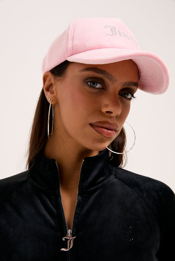 JUICY PINK DIAMANTÉ VELOUR BASEBALL CAP